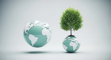 Green future planet earth growth concept sustainable tree on globe with environmental care