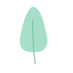 Pastel Green Leaf Icon, Flat Minimalist Nature Illustration