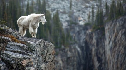 Fototapeta premium Mountain goat on cliff edge