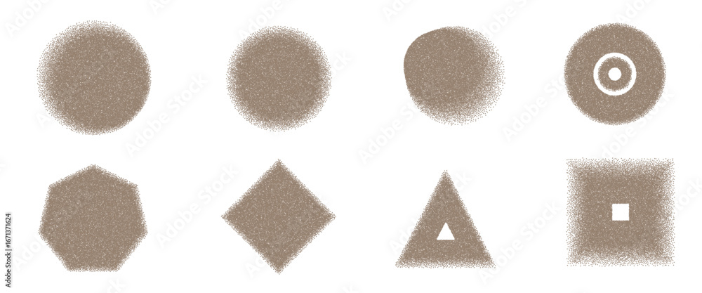 Aufkleber grain gradient geometric shape set. y2k noise circles with triangles forms. taupe brown rhombus and 