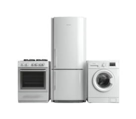 White appliances refrigerator, stove, and washing machine (2)