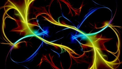 Abstract light trails on the dark background