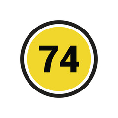 74 number icon vector outline design symbol or illustration