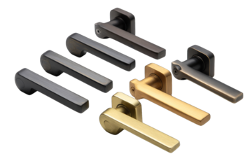 Modern door handles in various finishes