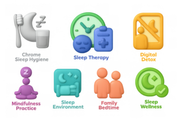 3d icons for sleep health and digital wellbeing practices