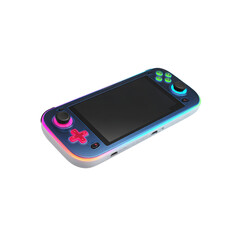 RGB LED Illuminated Handheld Gaming Console Isolated on Black Background