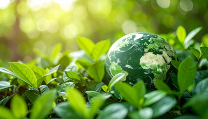 緑の葉に包まれた地球