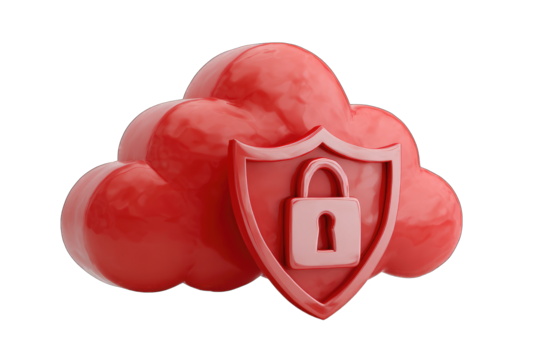 Red cloud icon with a shield and lock
