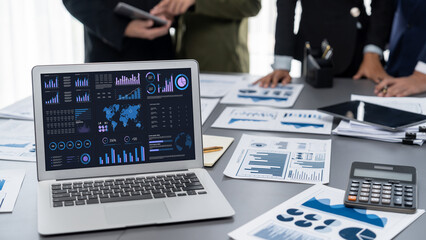 Business data dashboard provide business intelligence analytic for marketing strategy planning brisk with big data set to analyze customer demands and foreseeing business future