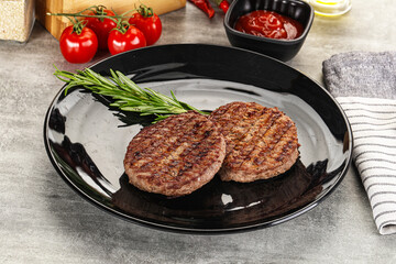 Grilled two beef burger cutlet