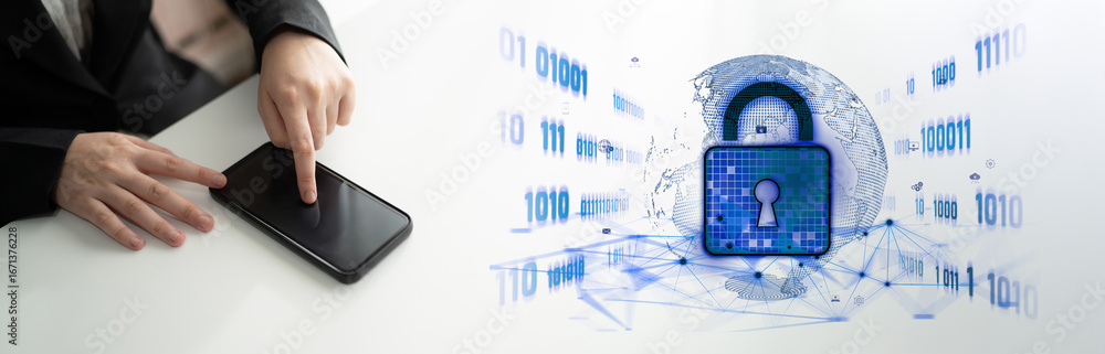 Aufkleber cyber security protects against breaches, hacks, and network attacks using strong infrastructure and