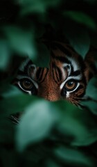 Tiger Eyes Looking from the Bushes