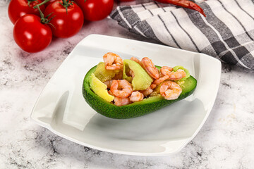 Dietary avocado cut with prawn
