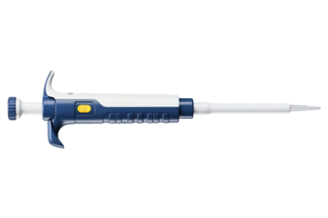 Scientific laboratory micropipette for research and analysis isolated on a transparent background