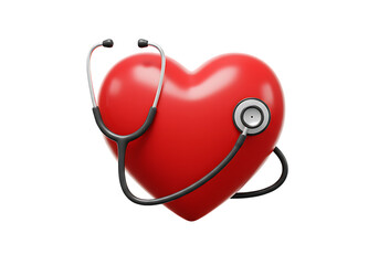 Red heart with stethoscope medical and healthcare concept