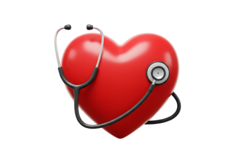 Red heart with stethoscope medical and healthcare concept