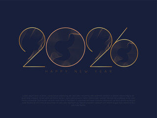 classy design of 2026 for celebrating happy new year 2026, isolated in dark blue , elegant typography of number 2026
