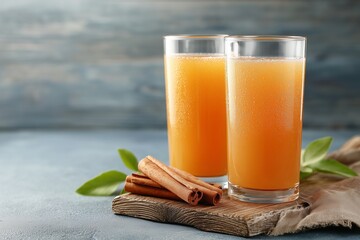 glass of orange juice and fruits