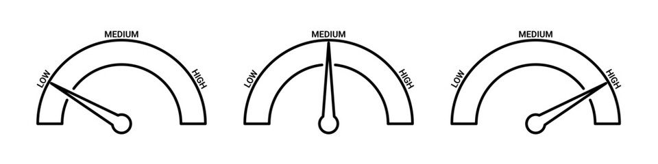 Risk Meter Line Icon Tachometer Minimal Speedometer Vector for Dashboard and Performance Indicators