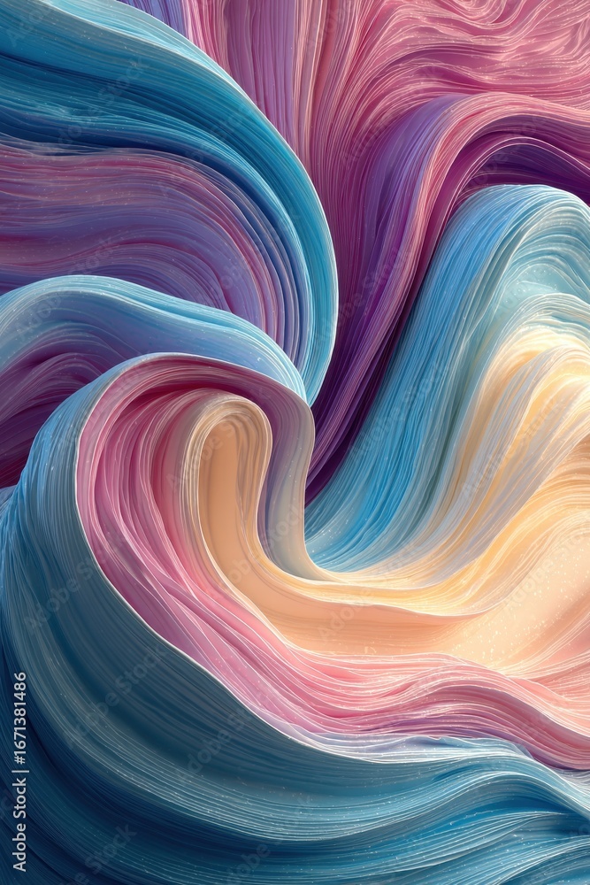 Poster abstract digital art featuring colorful flowing patterns in vibrant gradients