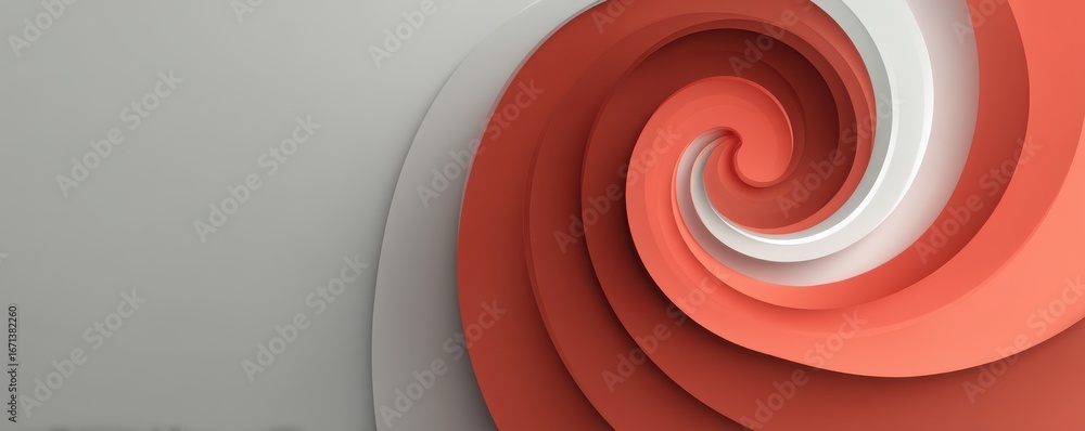 Aufkleber abstract red and white spiral design with layered curved patterns