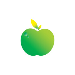 Green Apple with Gradient Modern Illustration