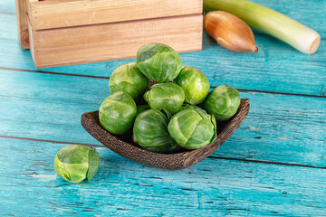 Raw green ripe brussels sprouts