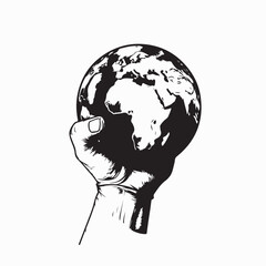 Hand Holding Globe Vector Illustration of Global Unity and Responsibility