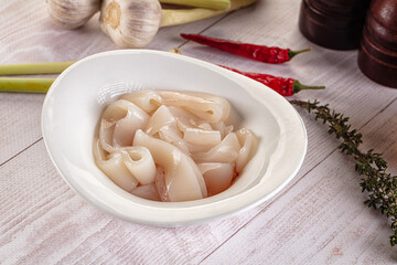 Raw squid rings for cooking