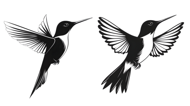 Hummingbird’s silhouette, Hummingbirds mascot logo, isolated on a transparent background - Powered by Adobe