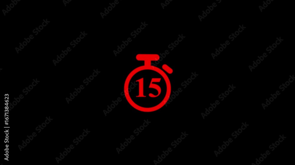 Poster countdown animation from 20 seconds to 0 second with alpha channel, 20 second countdown timer on tra