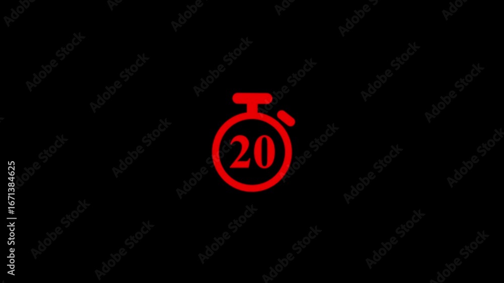 Leinwandbilder 25 second countdown timer animation from 25 to 0 on a transparent background, countdown timer with a