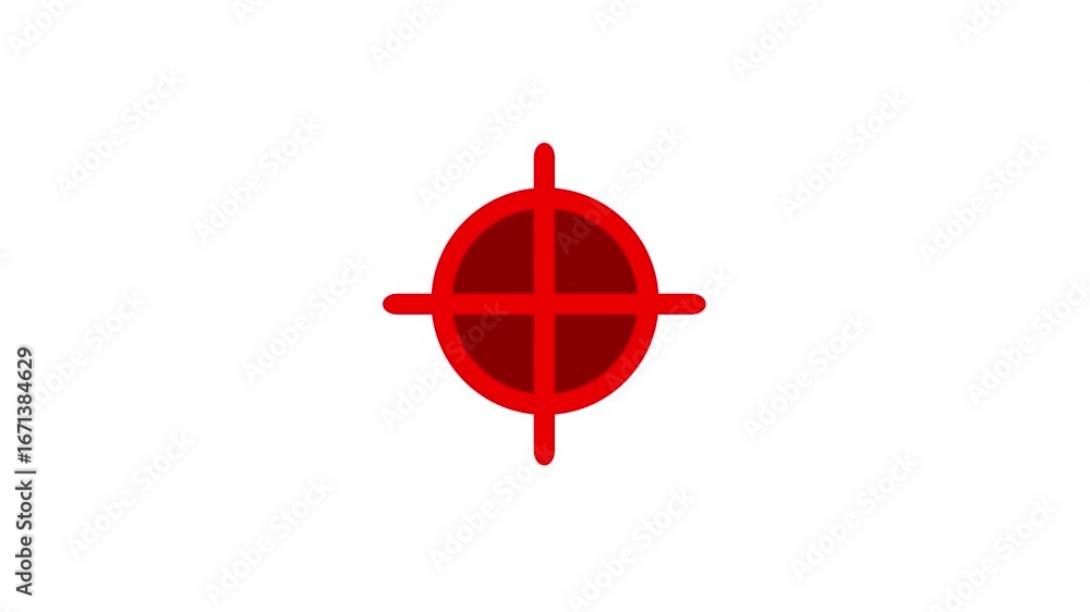 Poster abstract red circular target symbol with intersecting lines on a clean white background