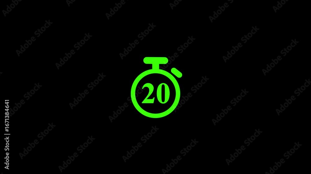 Leinwandbilder 25 second countdown timer animation from 25 to 0 on a transparent background, countdown timer with a