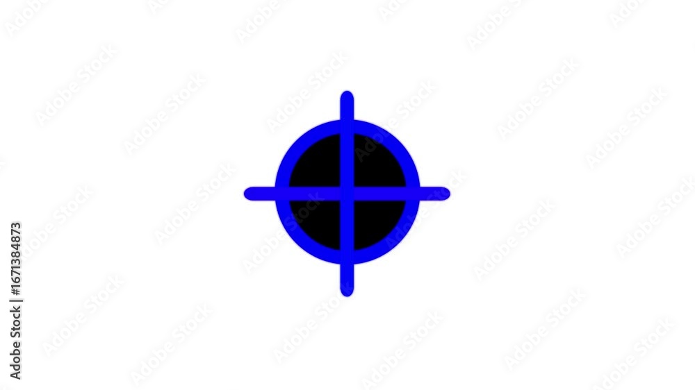 Poster abstract geometric symbol with blue circle and intersecting blue lines on a white background