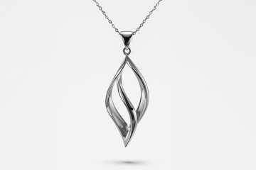 Elegant silver pendant with flowing abstract design on delicate chain necklace jewelry