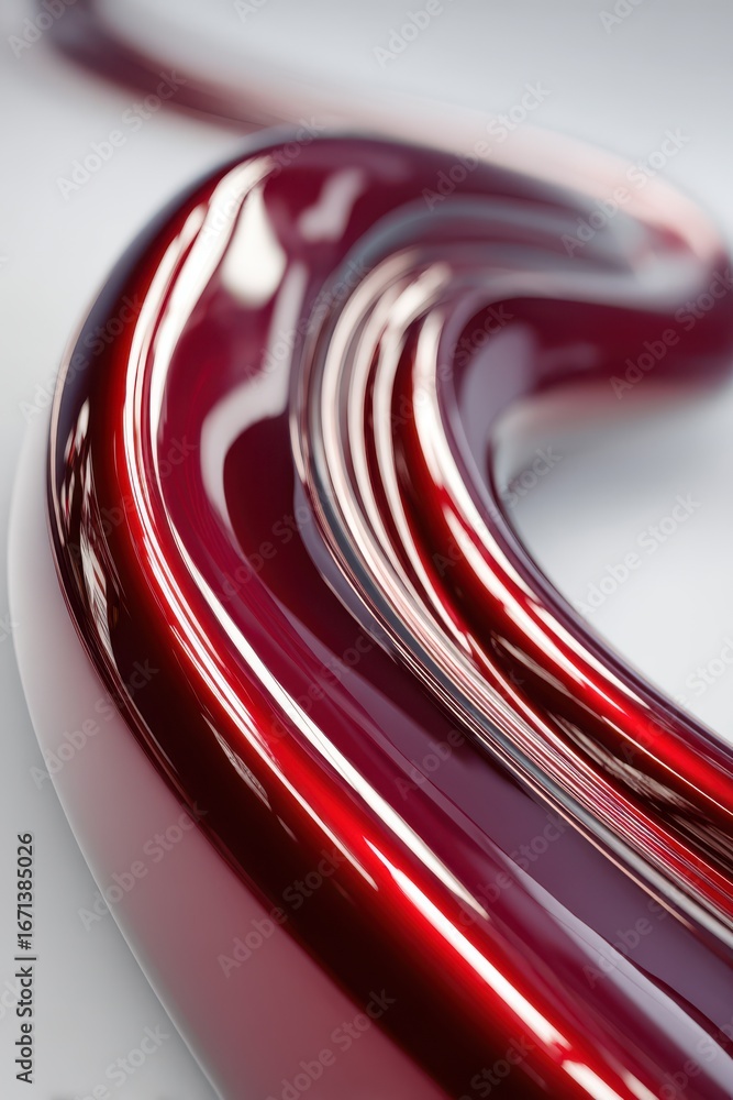 Poster close-up view of a glossy red abstract shape with smooth curves