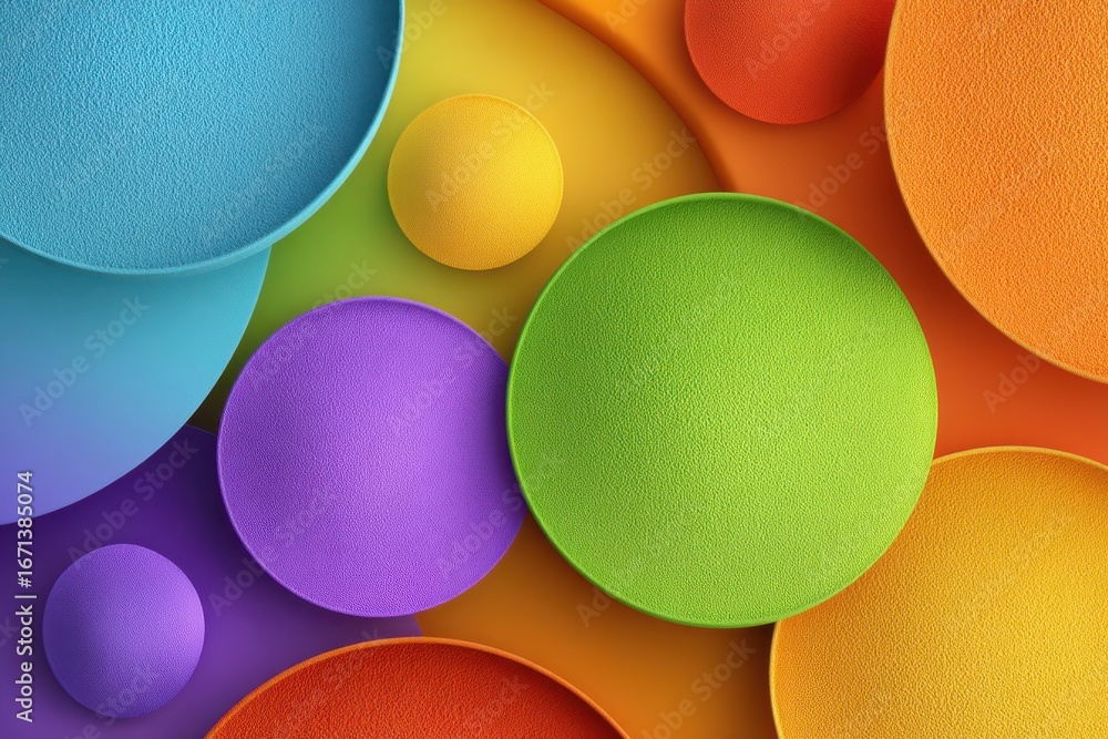 Poster abstract colorful textured circles creating a visually vibrant composition