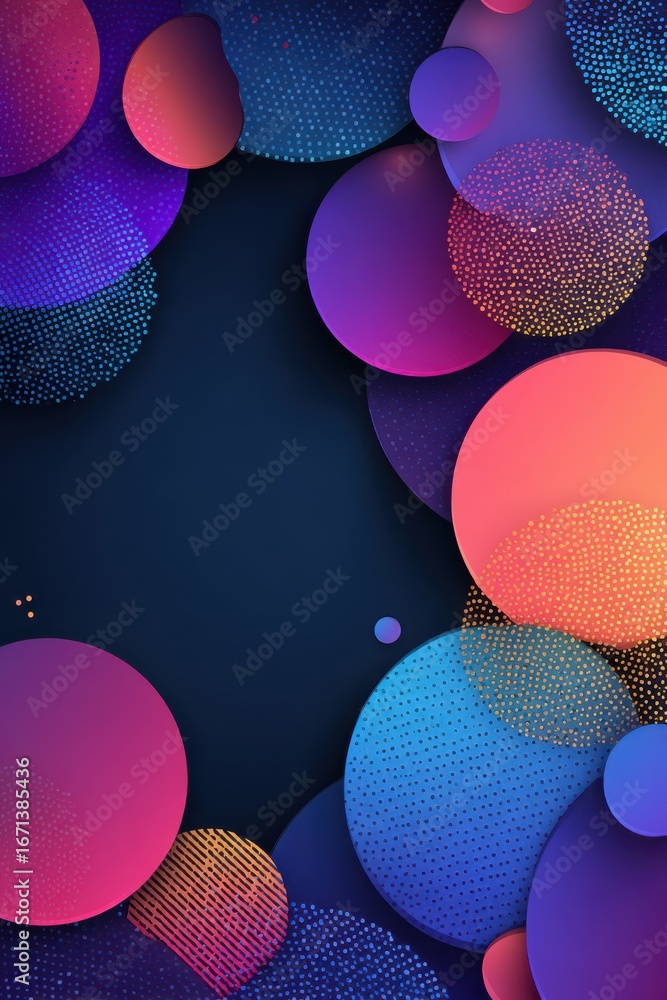 Poster vibrant abstract background with colorful circular shapes and intricate patterns