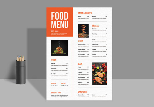 Clean Food Menu Template