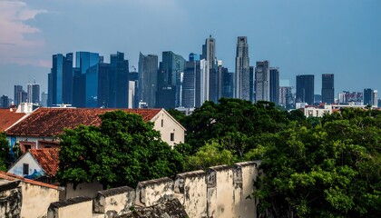 Obraz premium City skyline viewed from ancient walls