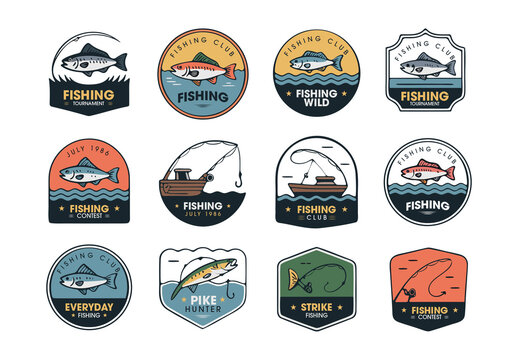 Fishing Badge Emblem Vector Design for Outdoor Adventure