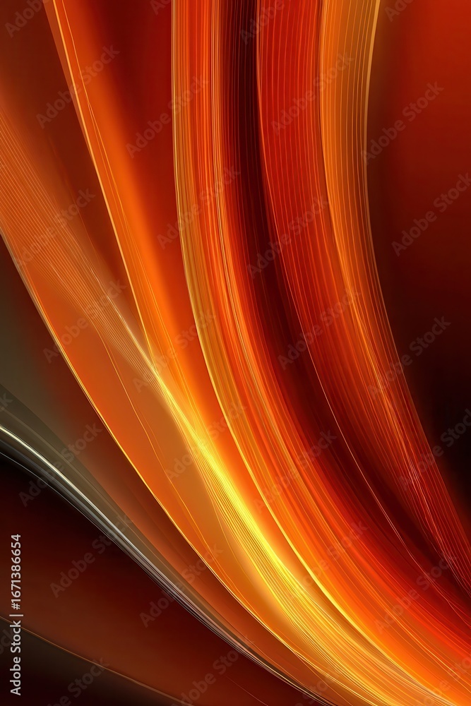 Poster abstract flowing orange lines with dynamic glowing gradients and motion effect