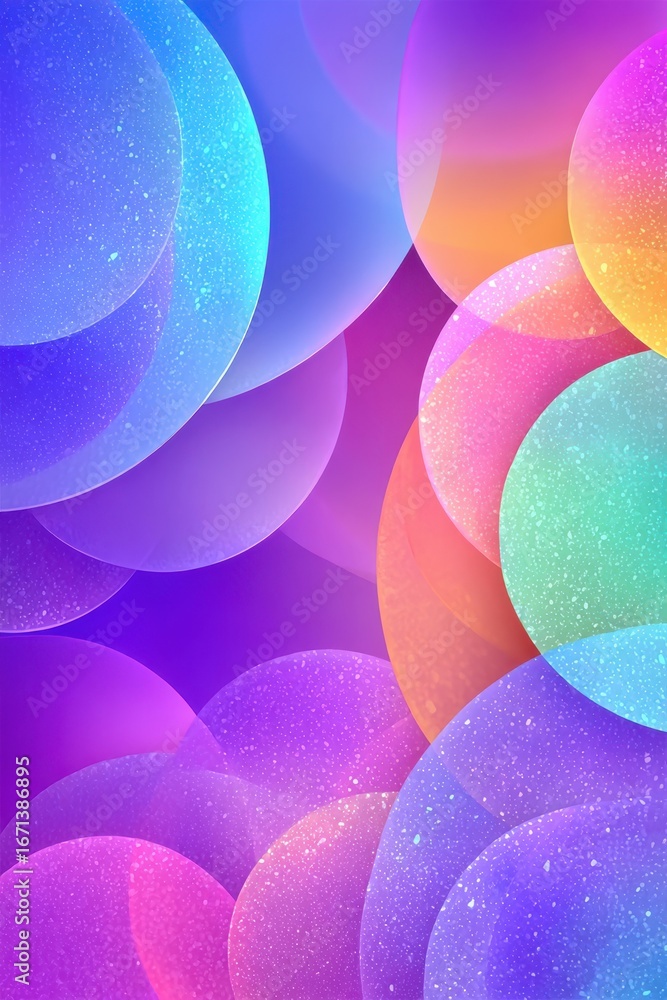 Poster abstract colorful gradient circles with dynamic shimmering details
