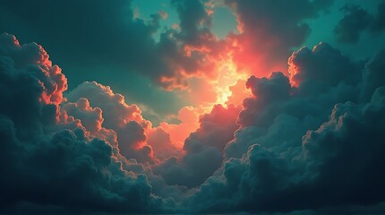 dramatic sunset clouds breaking through sky