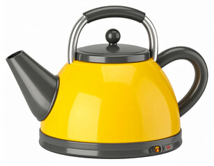 Obraz premium Tea kettle. 3d rendering isolated on white background. Cartoon plastic style icon.teapot, clip art, horizontal, three-dimensional, cut out, shiny, appliance, cartoon, electrical,Generative Ai