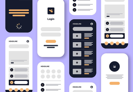 Mobile App Wireframe UI Kit Template