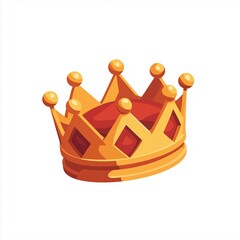Crown icon,cartoon style,blue and gold colors,isometric illustration,white background,game design