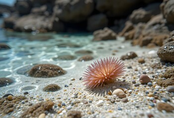  Textured Sand and Sea Urchin on the Ocean Floor