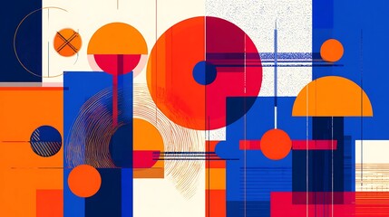 Abstract geometric shapes in vibrant colors.